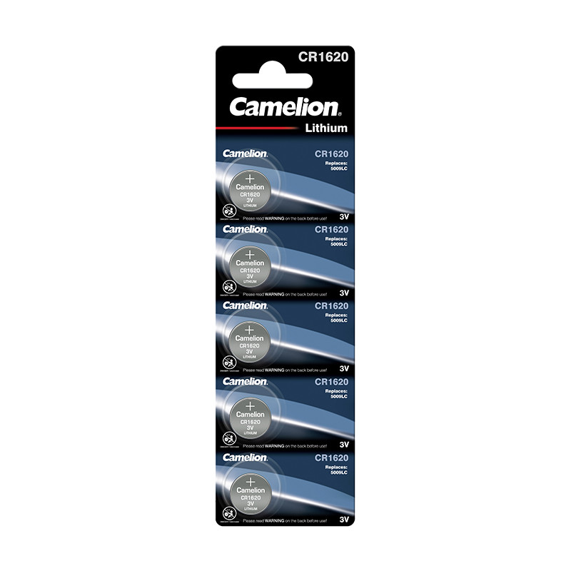 PACK 5 PILAS DE BOTON DE LITIO CR1620 CAMELION