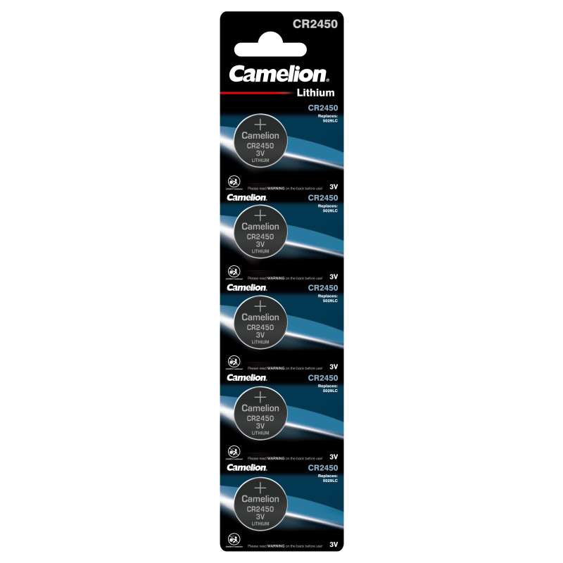 PACK 5 PILAS DE BOTON DE LITIO CR2450 CAMELION
