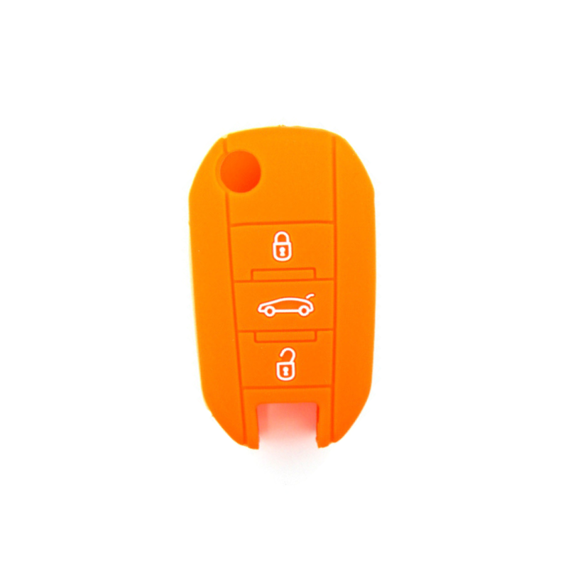 FUNDA MANDO PEUGEOT NARANJA 3 BOTONES