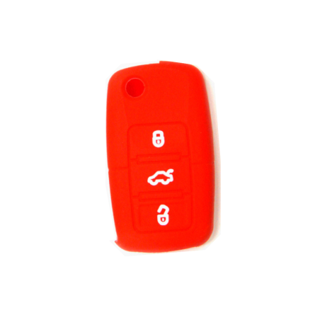 FUNDA MANDO VW-SEAT-SKODA ROJO 3 BOTONES
