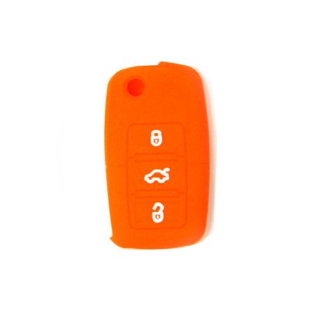 FUNDA MANDO VW-SEAT-SKODA NARANJA 3 BOTONES