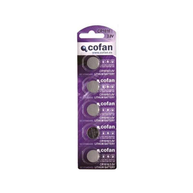 PACK 5 PILAS BOTON CR1616 3.0V LITIO